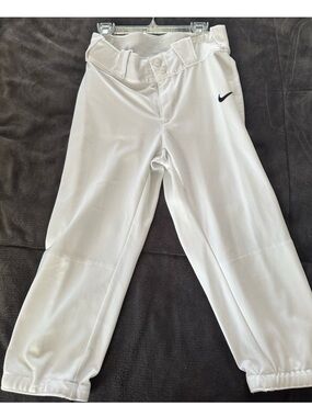 Nike Softball Pants Baseball Athletic White Belt Loop knee length likenew Copy